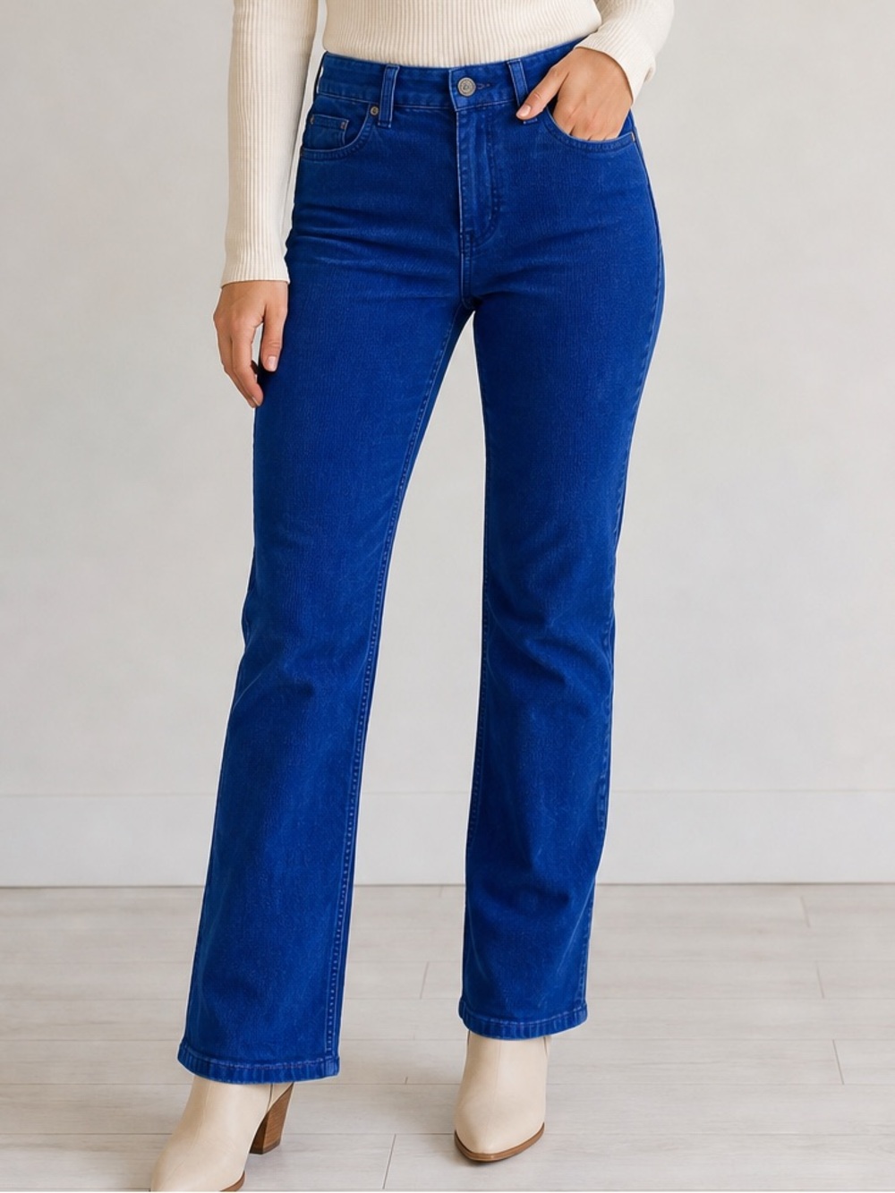 J.Crew Favorite Fit Corduroy Pants Royal Cobalt Blue 27 Stretch Bootcut EUC